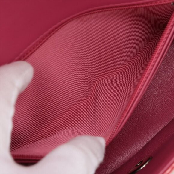 Authentic CHANEL Pink Patent Quilted Single Flap Bag Chain Purse - Picture 7 of 10